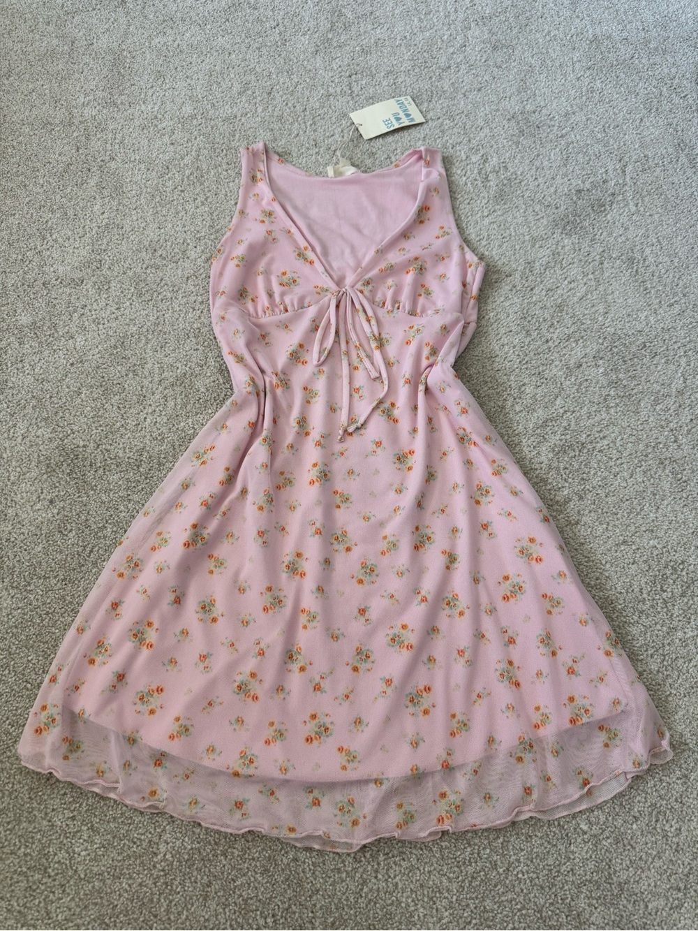 Sleeveless Pink Floral Tie-Front Dress New with tags size Medium